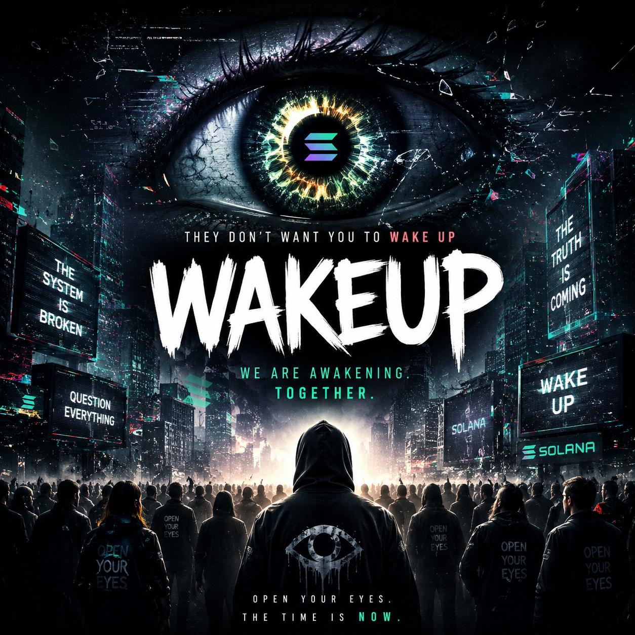 WAKEUP — they don't want you to wake up. We are awakening together. Open your eyes.